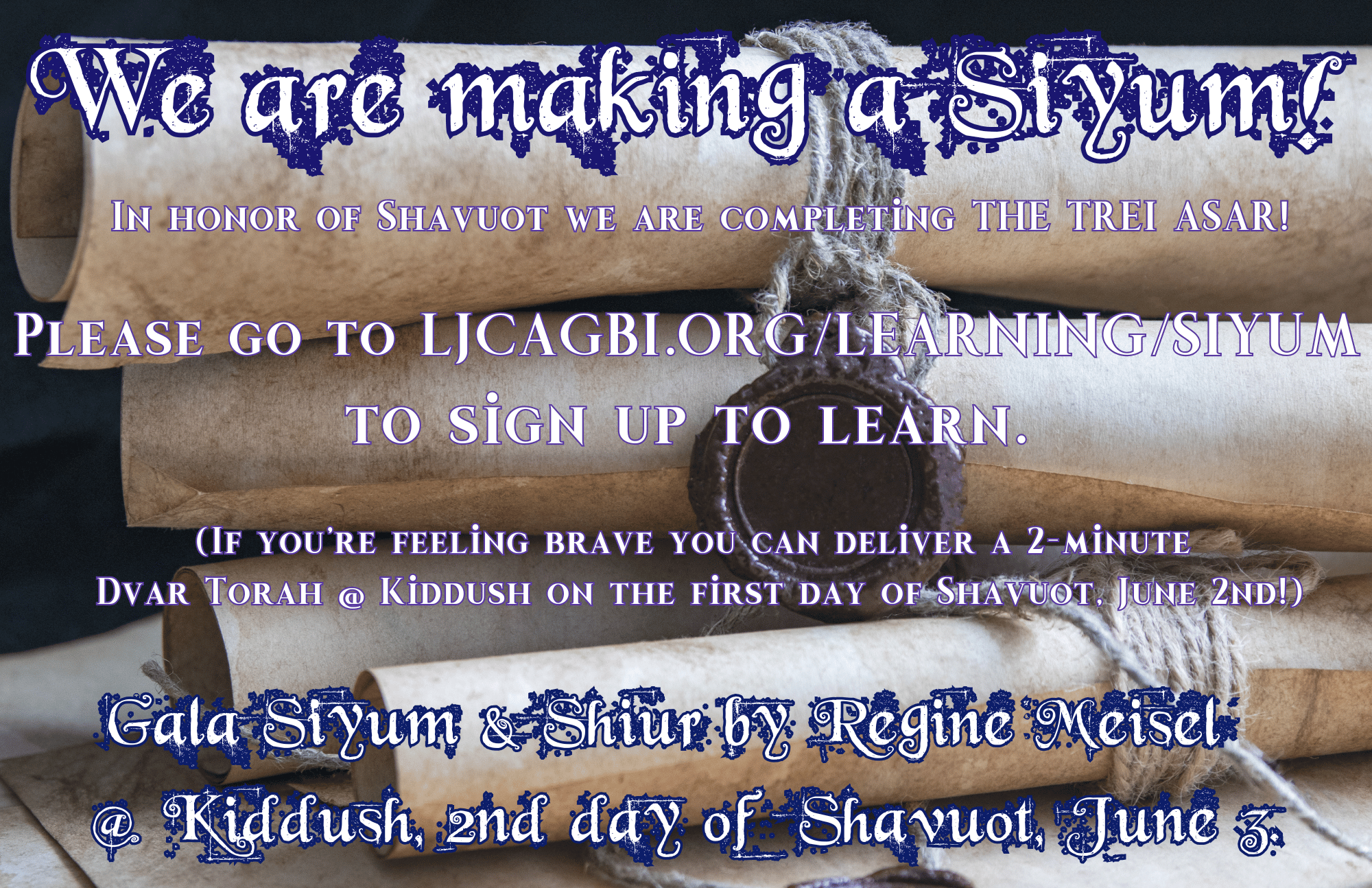 Shavuot Siyum & Shiur