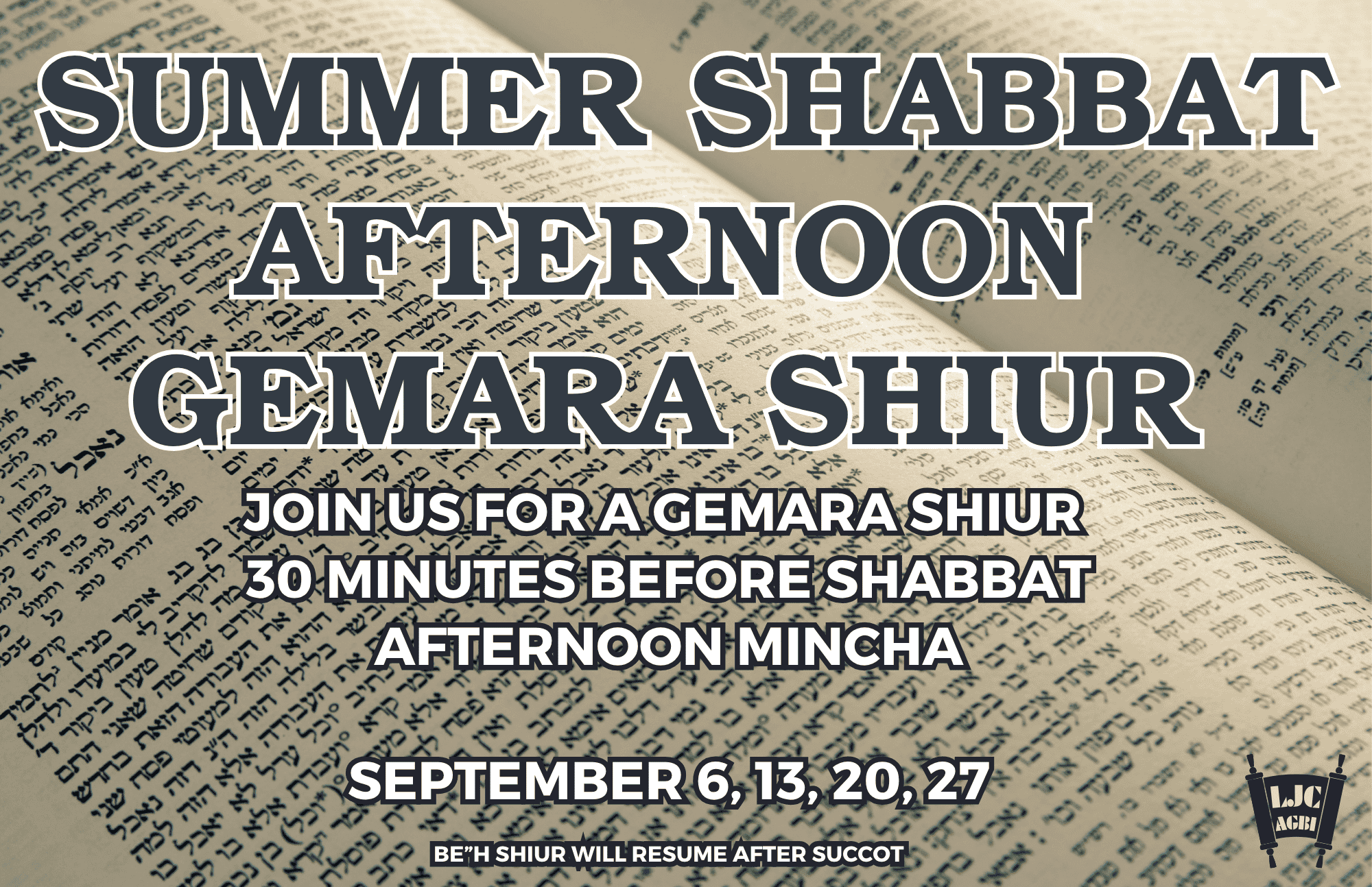 Afternoon Gemara Shiur