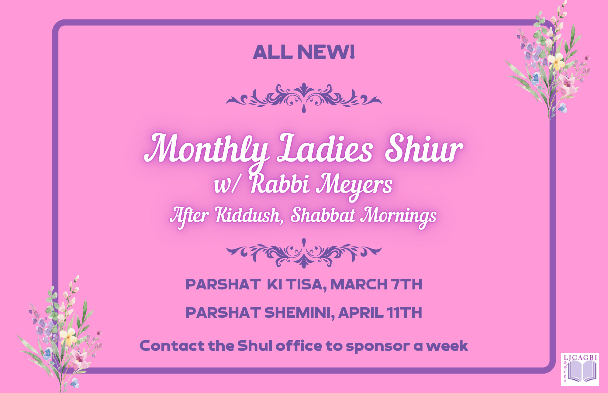 Monthly Ladies Shiur