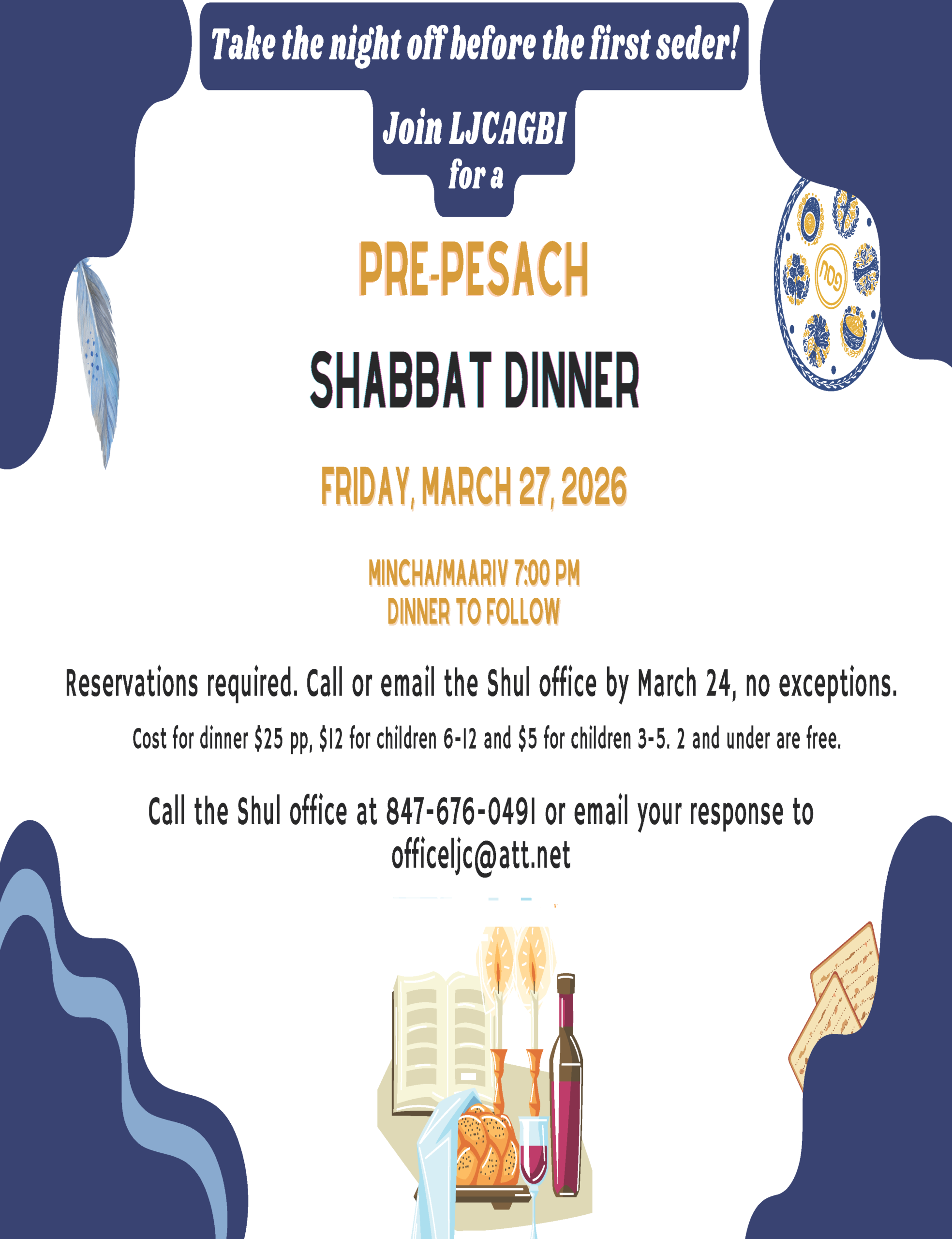 Pre-Pesach Shabbat Dinner