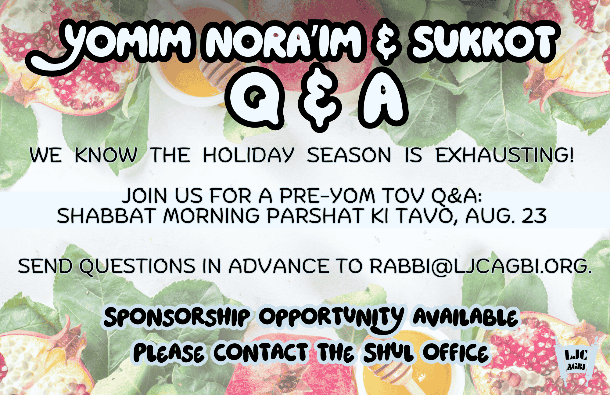Yomim Nora'im & Sukkot